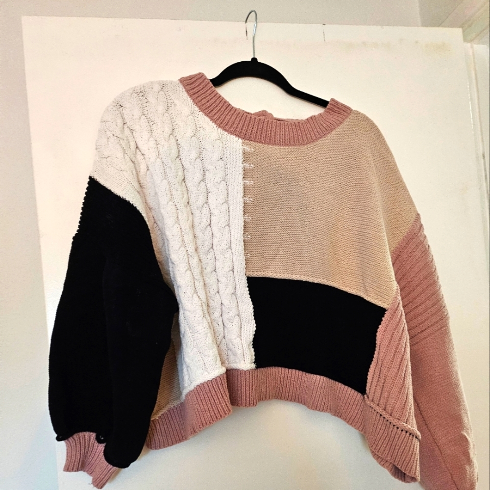 POL mixed media sweater